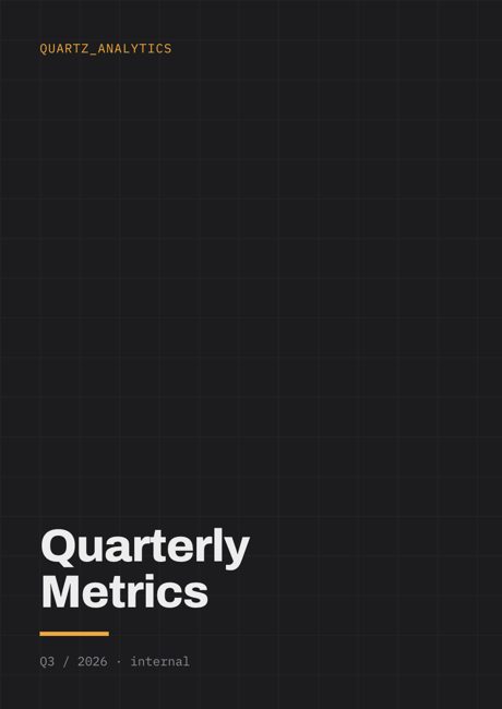 Quartz report cover, Data template