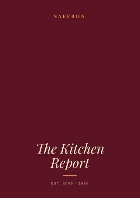 Saffron report cover, Restaurant template
